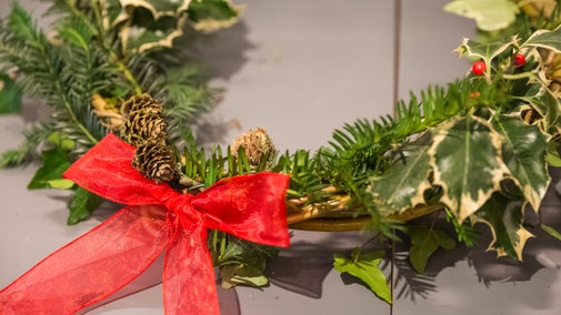 Christmas wreath making at Seaton Delaval Hall Northumberland this December